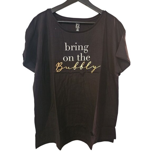 Bring On The Bubbly Graphic Black Relaxed Fit T-Shirt - Picture 1 of 6